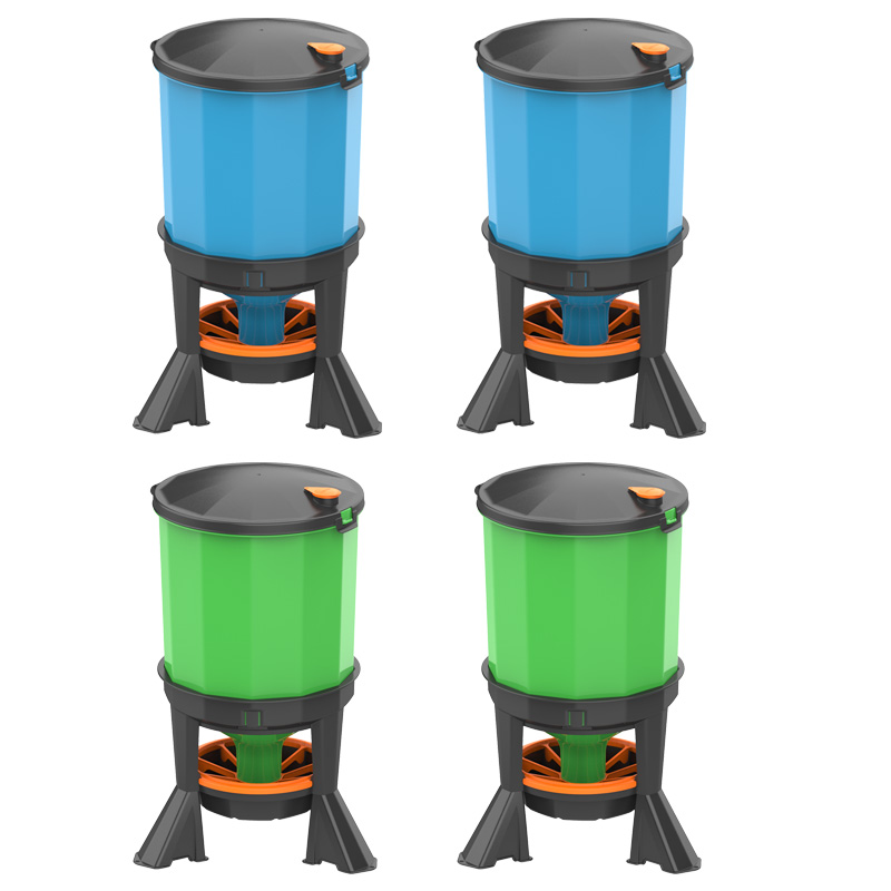 BEBEDERO + COMEDERO SILO 45L FREE-RANGE CON PATAS (PACK 2+2 UD)