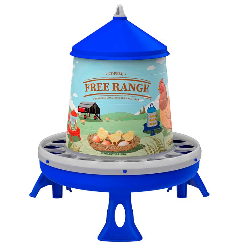 TOLVA PLAST AVES 4KG FREE RANGE C/PATAS AZUL