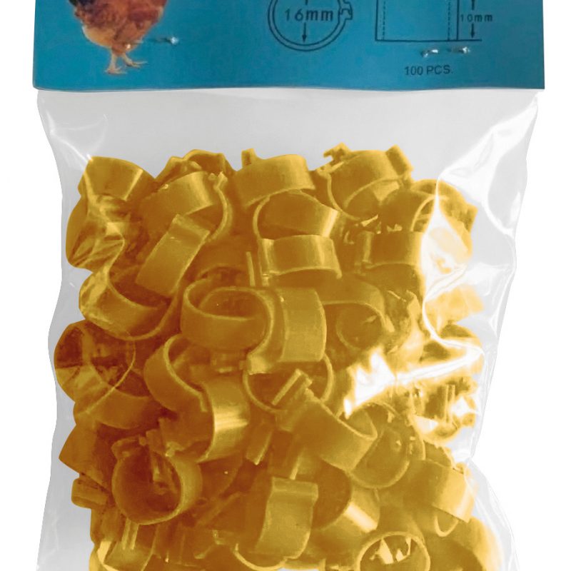 ANILLA PLAST 16MM GALLINAS(100ud)AMARILL