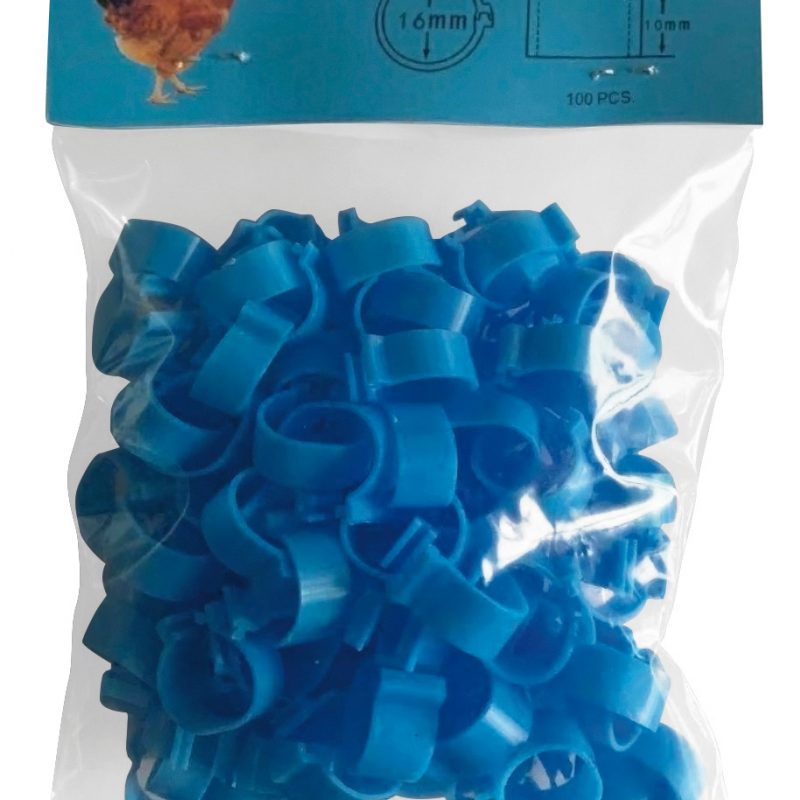 ANILLA PLAST 16MM GALLINAS(100ud)AZUL