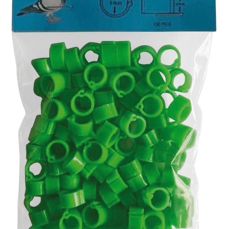 ANILLA PLAST 8MM PALOMAS(100ud)VERDE