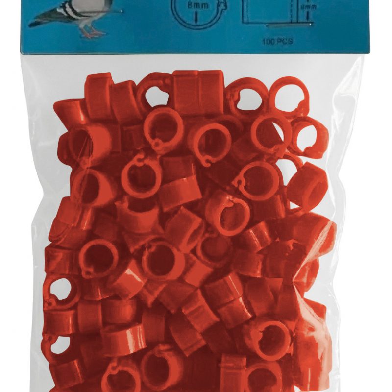 ANILLA PLAST 8MM PALOMAS(100ud)ROJO